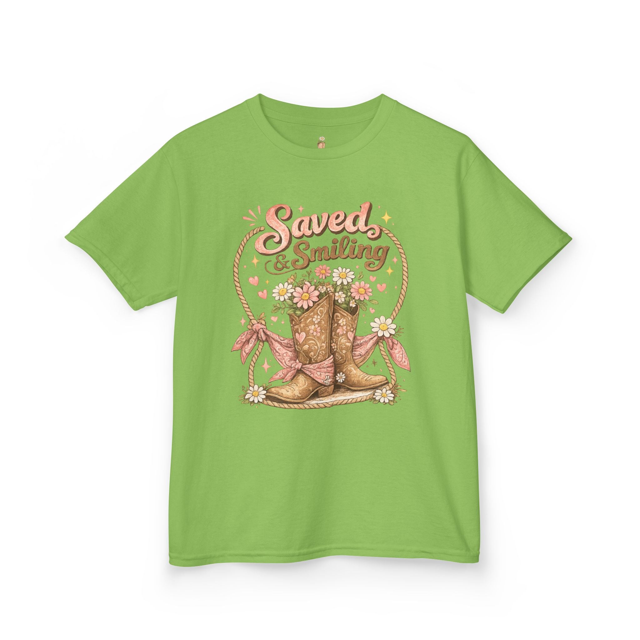 Kids "Saved & Smiling" Cowboy Boot T‑Shirt