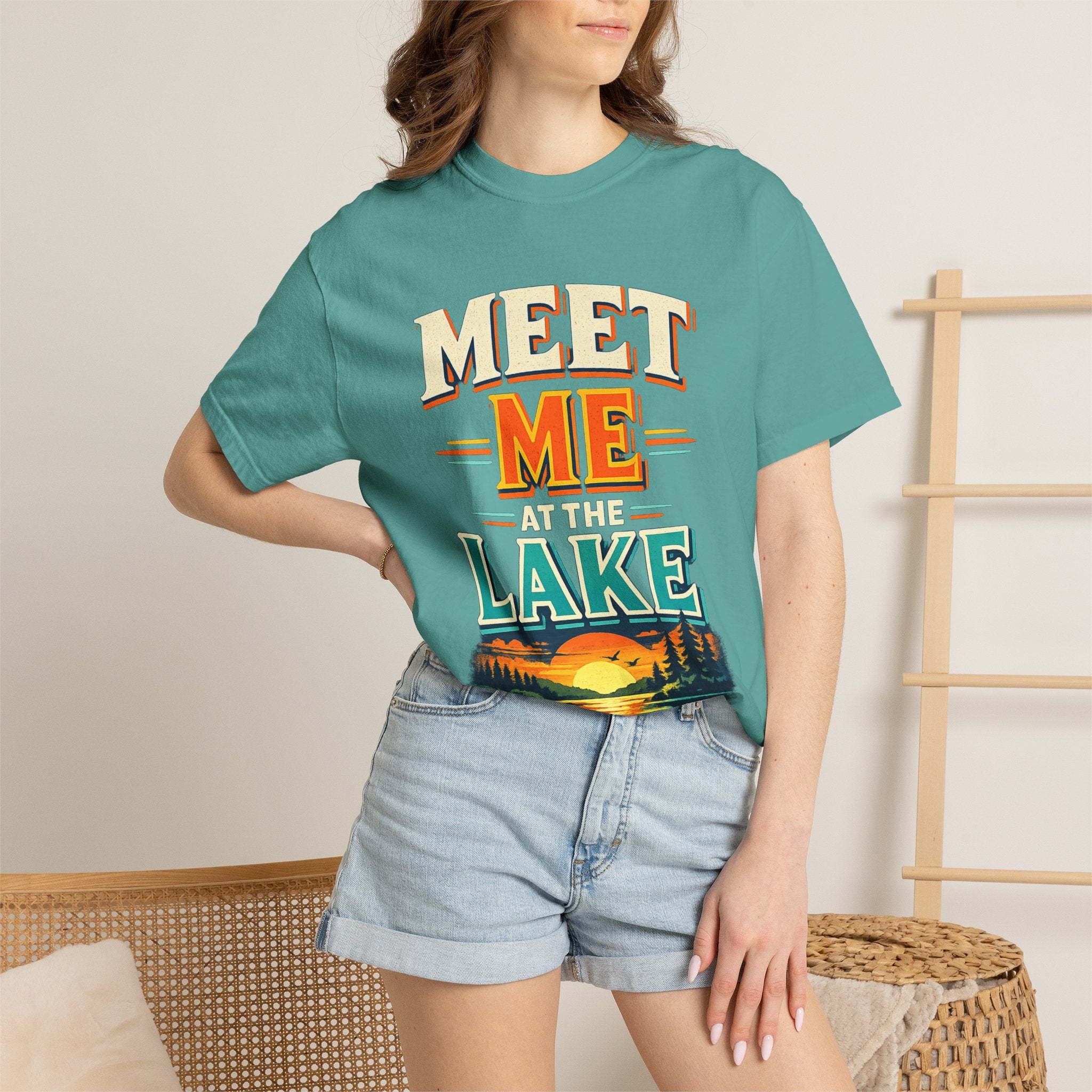 Meet Me at the Lake T-Shirt — Vintage Sunset Lake Graphic Tee