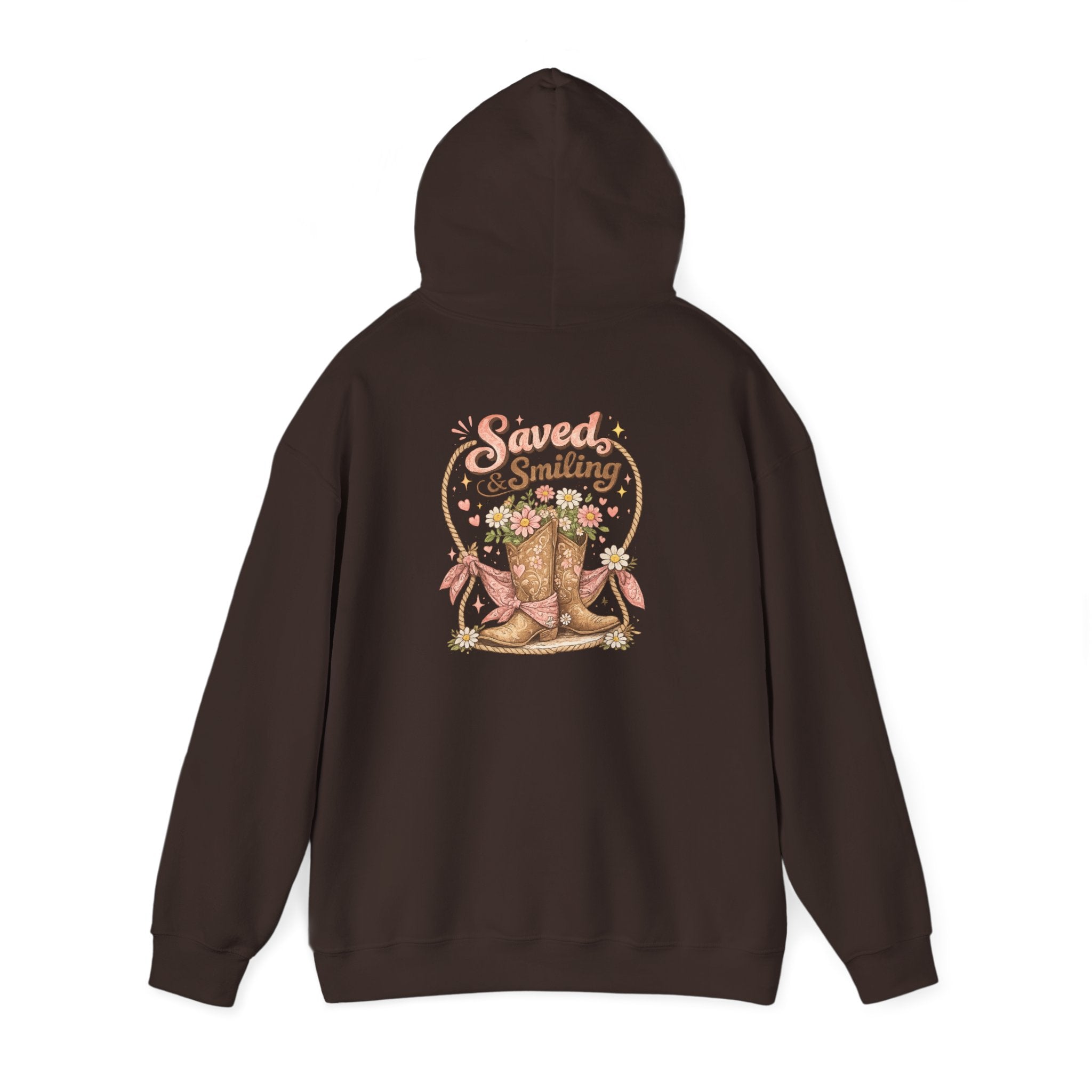 Cowgirl Boots & Daisies Hoodie — Be Happy Smiling Western Sweatshirt