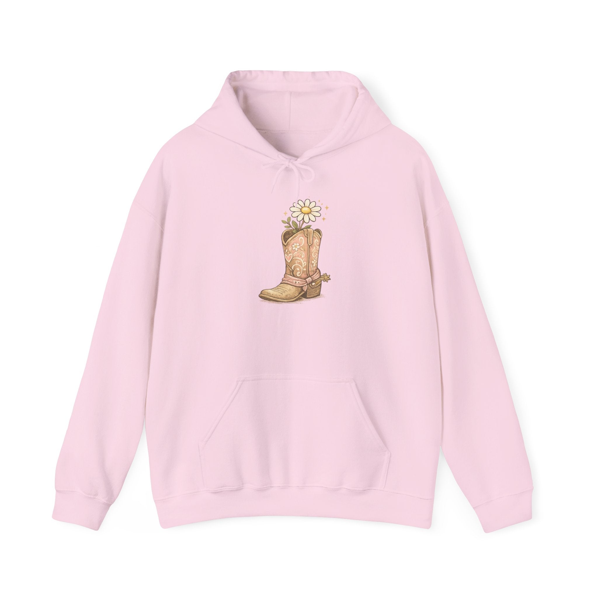 Cowgirl Boots & Daisies Hoodie — Be Happy Smiling Western Sweatshirt