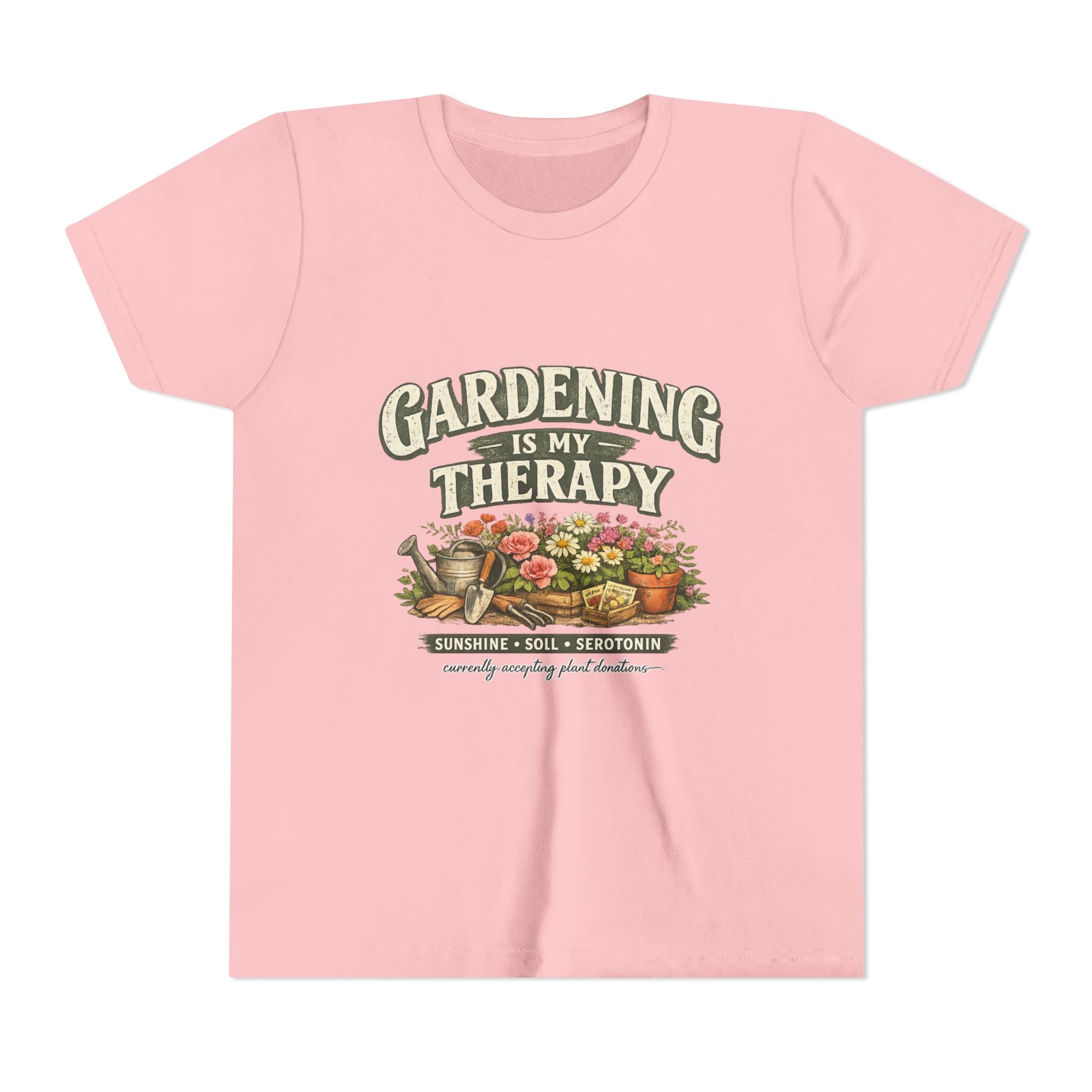 "Gardening Is My Therapy" Floral Kids Shirt