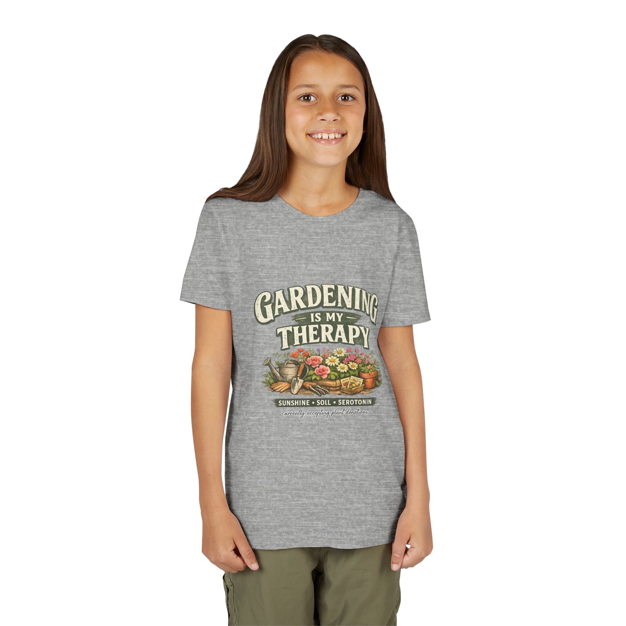 "Gardening Is My Therapy" Floral Kids Shirt
