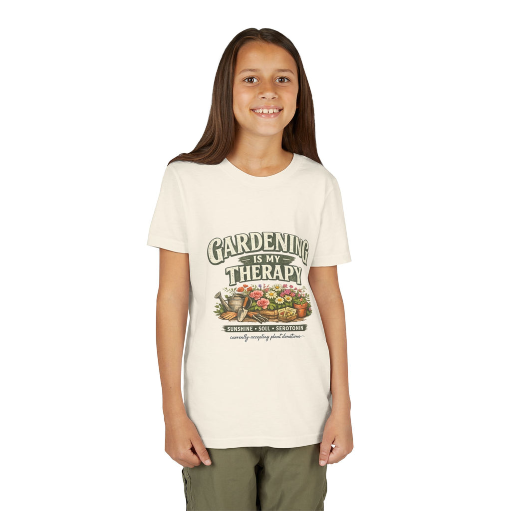"Gardening Is My Therapy" Floral Kids Shirt