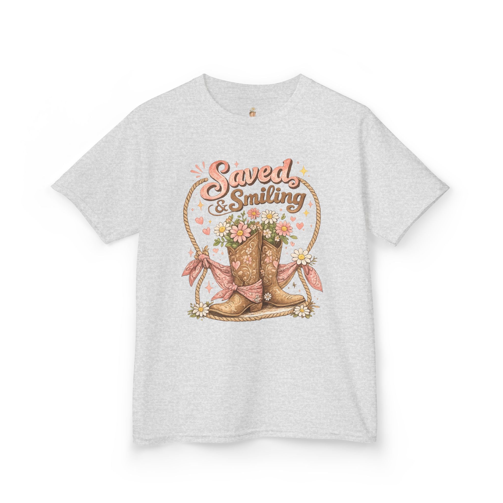 Kids "Saved & Smiling" Cowboy Boot T‑Shirt
