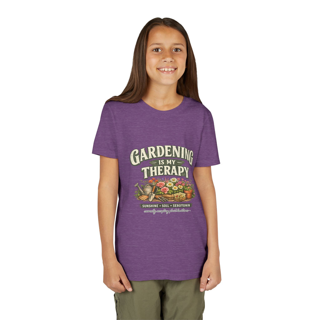 "Gardening Is My Therapy" Floral Kids Shirt