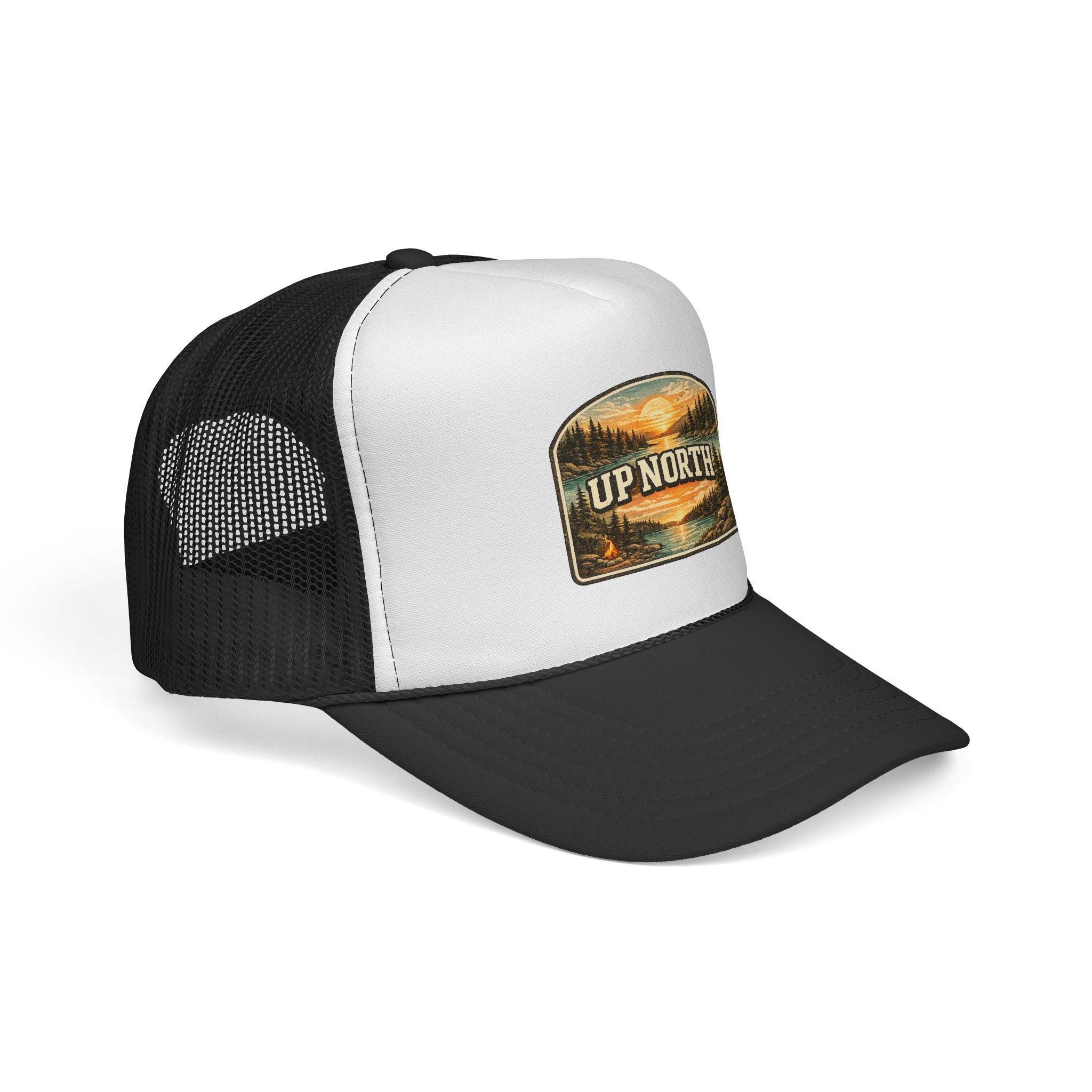Up North Scenic Trucker Cap – Retro Lake Sunset Patch Hat