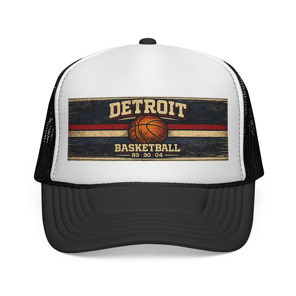 Detroit Basketball Trucker Cap — Vintage Hoop Logo Mesh Hat