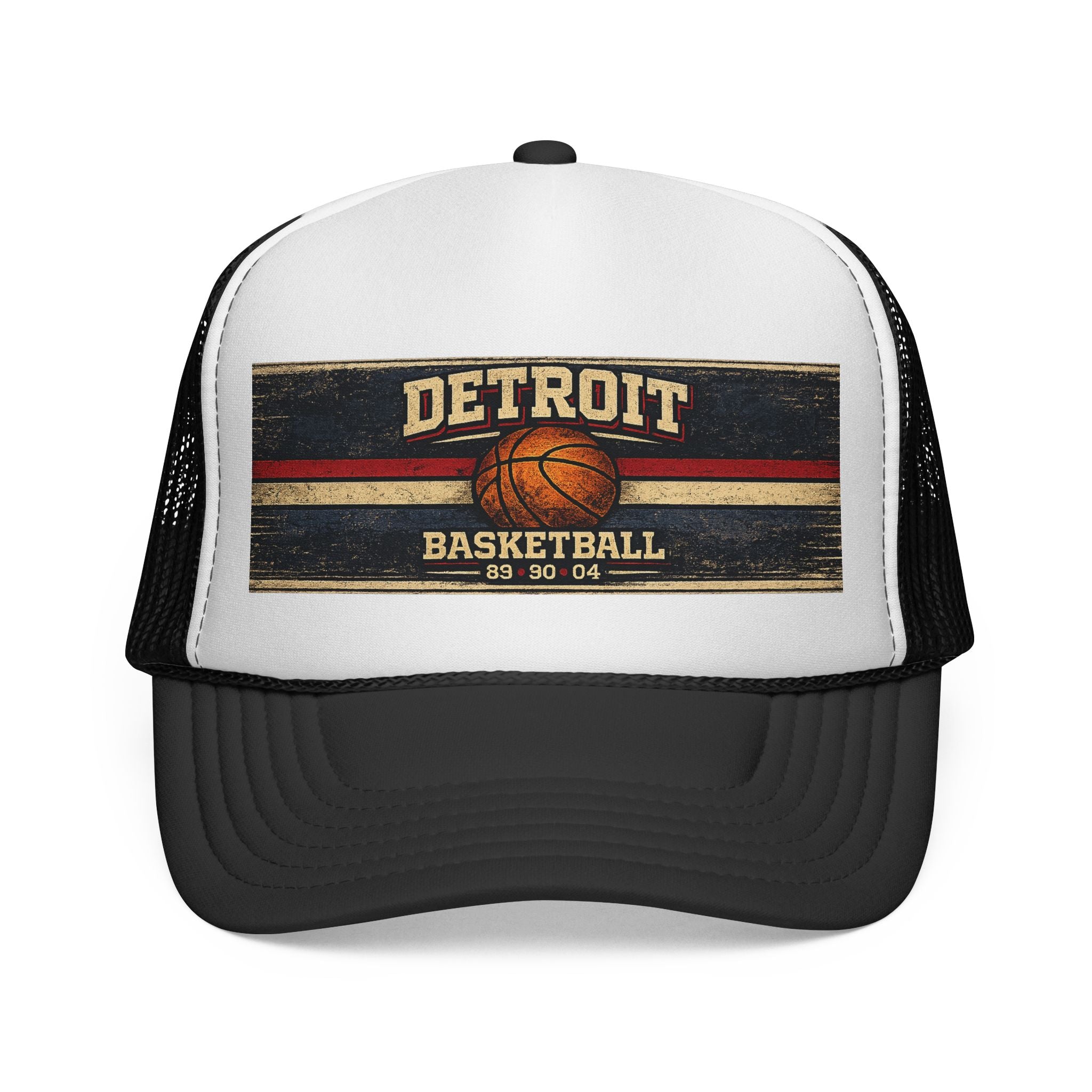 Detroit Basketball Trucker Cap — Vintage Hoop Logo Mesh Hat