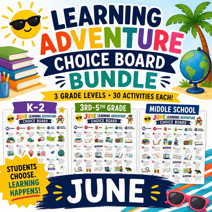 Summer Adventures Choice Boards for Kids of All Ages